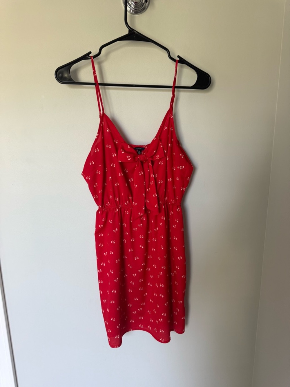 Y2K Red Bow Tie-Front Spaghetti Strap Dress